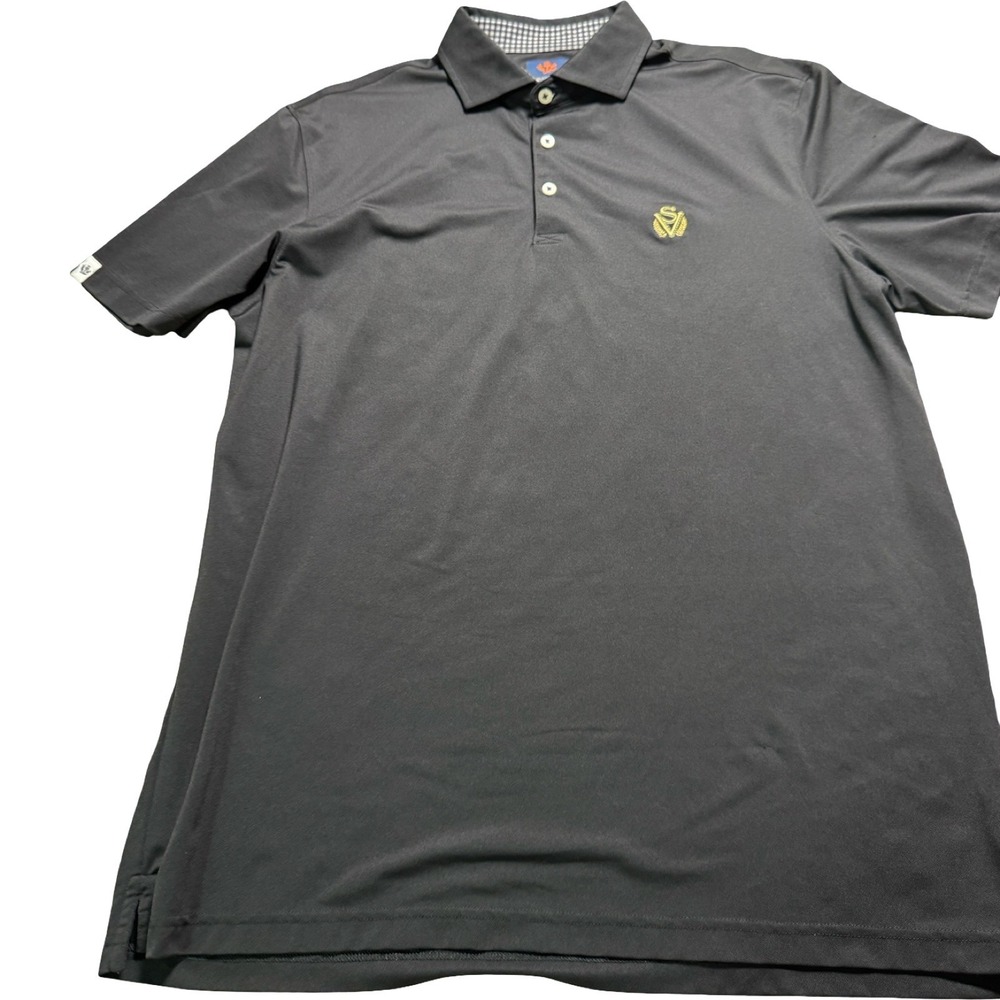 Donald Ross Sport Sage Valley Golf Club Polo Men's L Navy Geometric Stretch